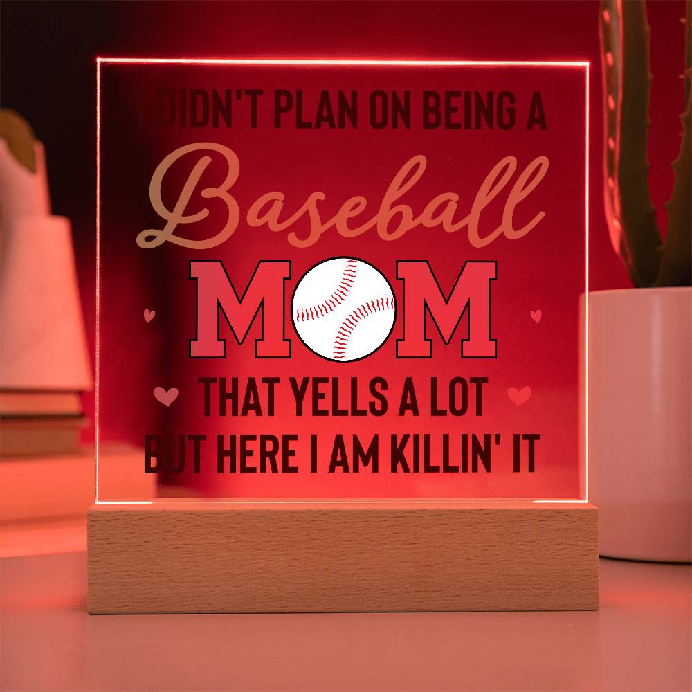 Baseball Mom Yells a Lot Printed Square Shaped Acrylic Plaque-Express Your Love Gifts