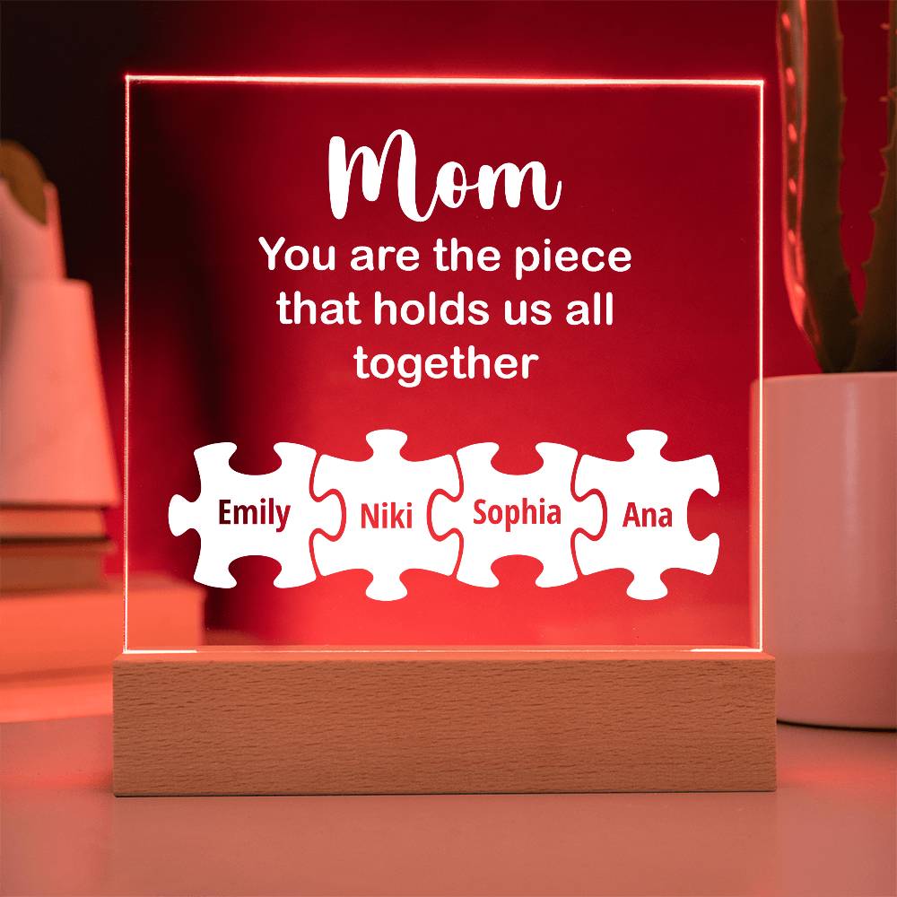 Mom You Are The Piece Printed Square Shaped Acrylic Plaque-Express Your Love Gifts