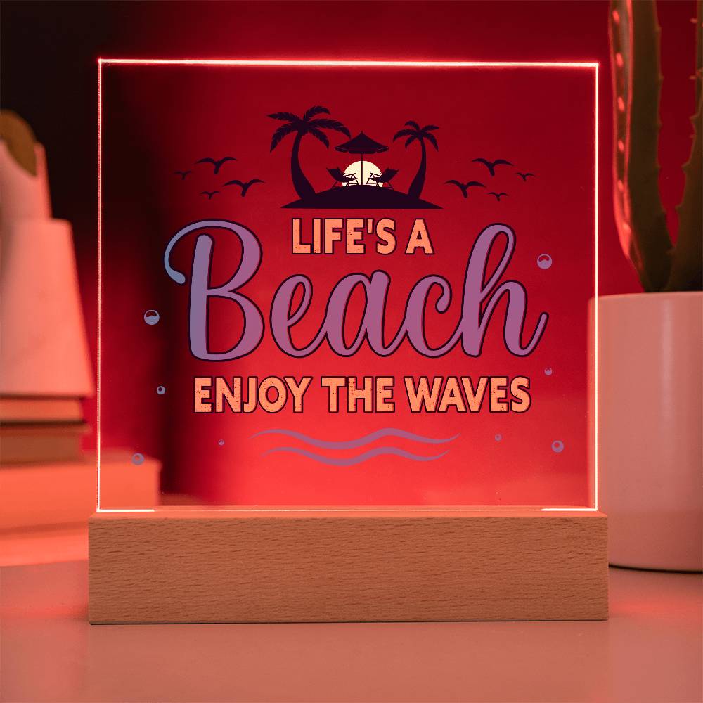 Beach Waves Printed Square Shaped Acrylic Plaque-Express Your Love Gifts