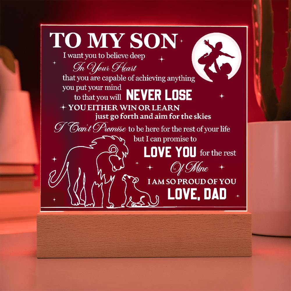 To Son From Dad Never Lose Printed Square Shaped Acrylic Plaque-Express Your Love Gifts