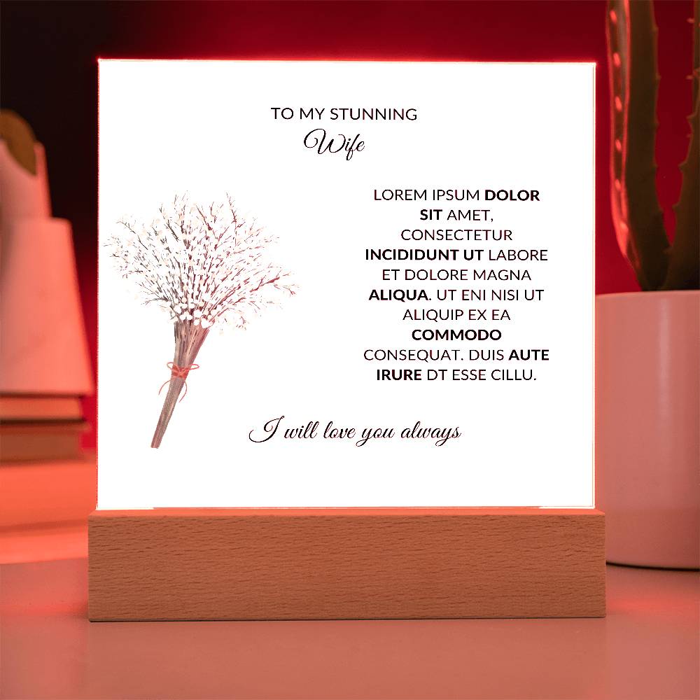 To My Stunning Wife Manga Aliqua Printed Square Shaped Acrylic Plaque-Express Your Love Gifts