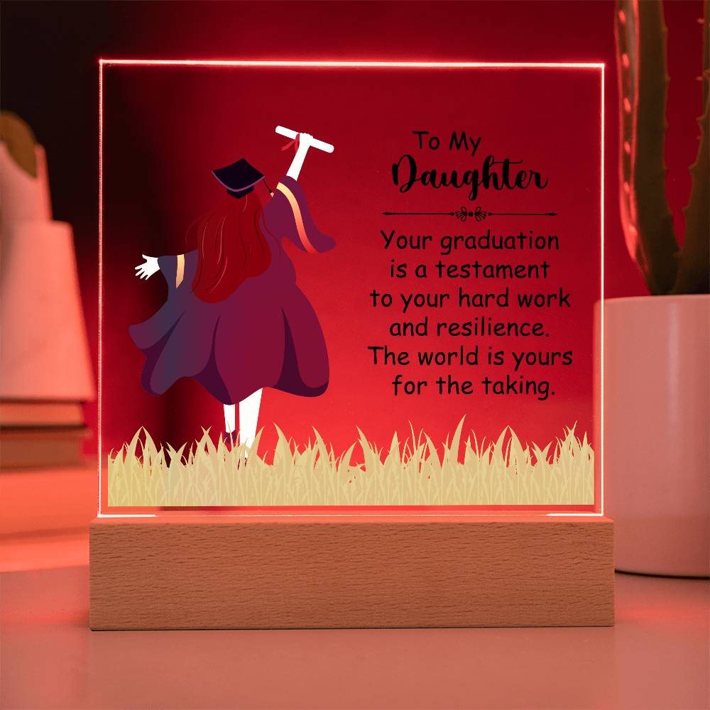 To My Daughter Graduation Testament Printed Square Shaped Acrylic Plaque-Express Your Love Gifts