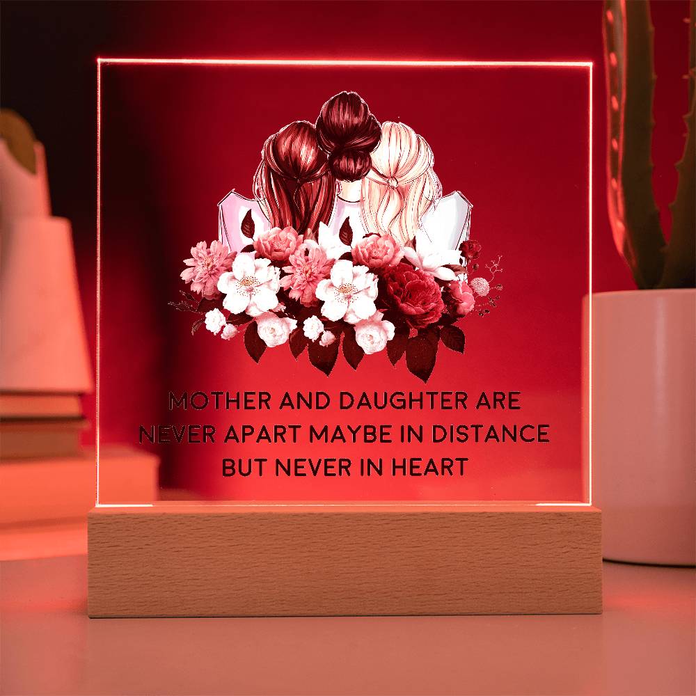 Mother and Daughter Are Never Apart Printed Square Shaped Acrylic Plaque-Express Your Love Gifts