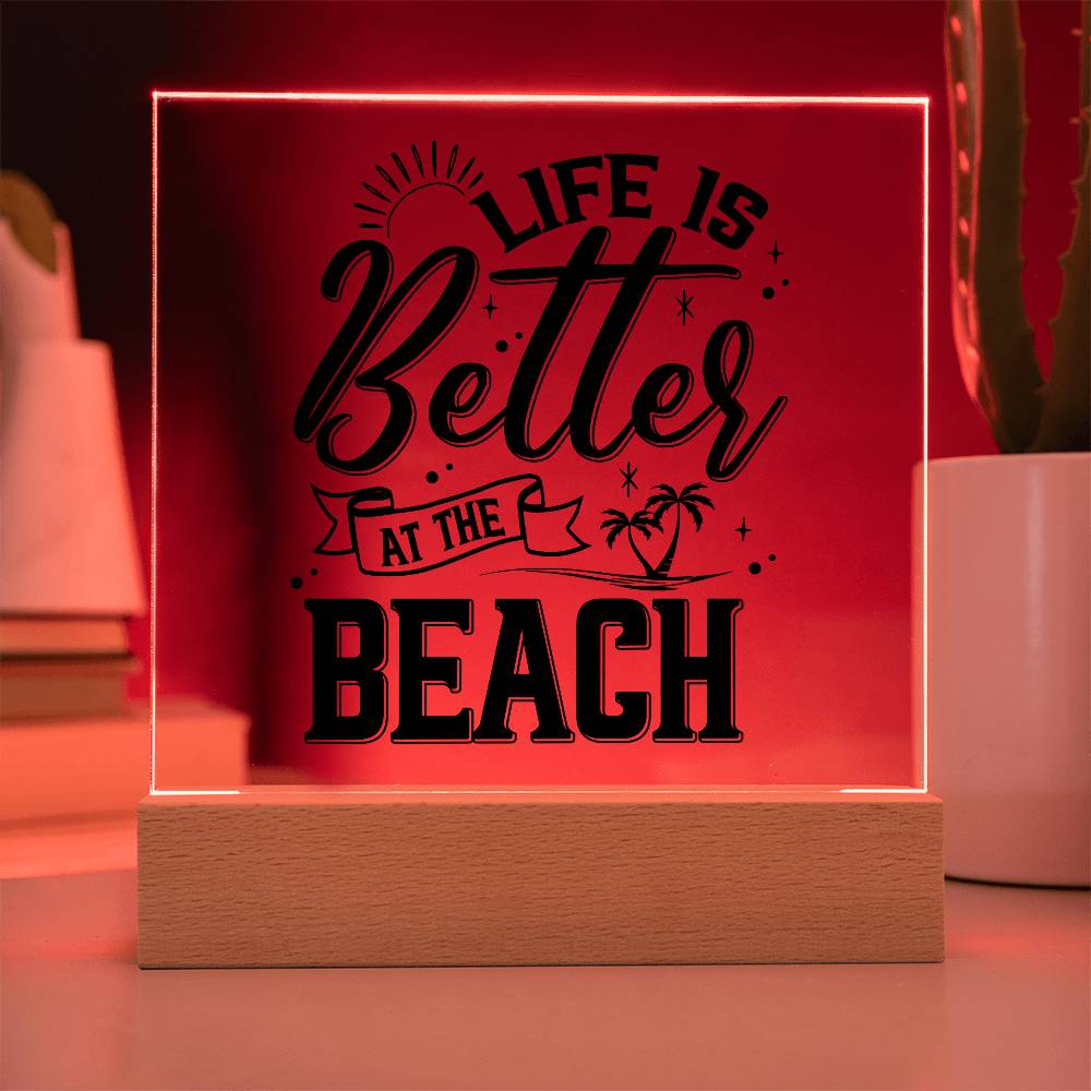 Better at the Beach Printed Square Shaped Acrylic Plaque-Express Your Love Gifts