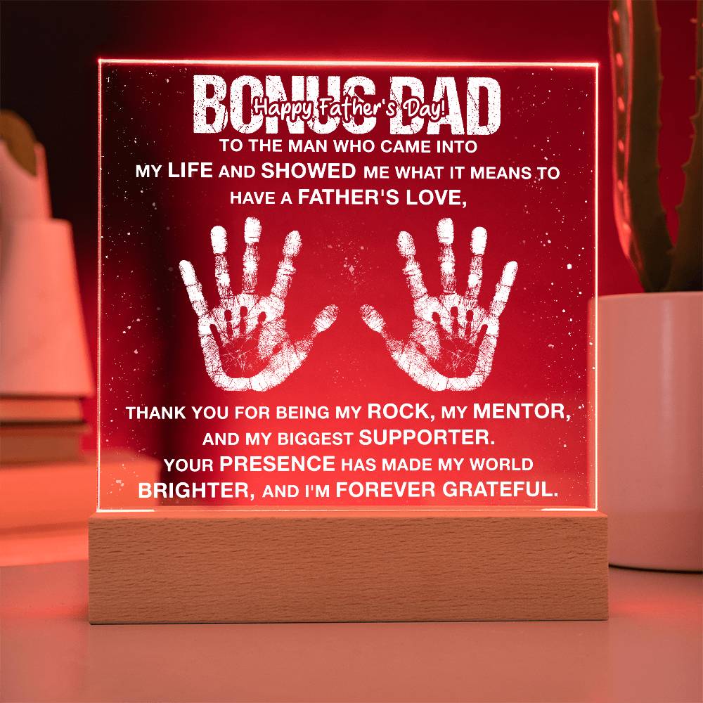 Bonus Dad To The Man Who Came Into Printed Square Shaped Acrylic Plaque-Express Your Love Gifts