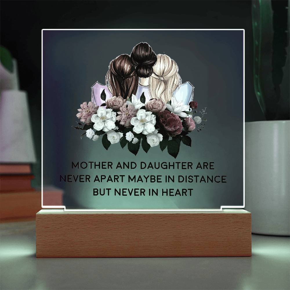 Mother and Daughter Are Never Apart Printed Square Shaped Acrylic Plaque-Express Your Love Gifts