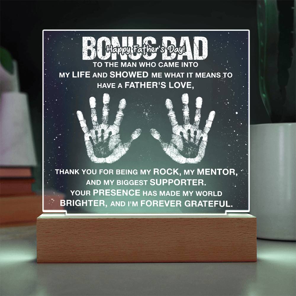 Bonus Dad To The Man Who Came Into Printed Square Shaped Acrylic Plaque-Express Your Love Gifts