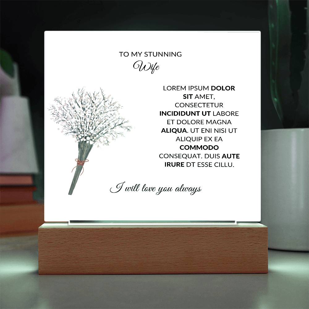 To My Stunning Wife Manga Aliqua Printed Square Shaped Acrylic Plaque-Express Your Love Gifts