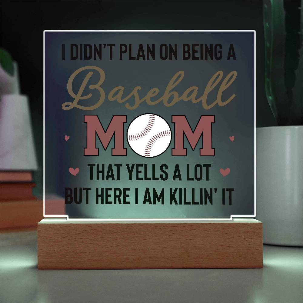 Baseball Mom Yells a Lot Printed Square Shaped Acrylic Plaque-Express Your Love Gifts