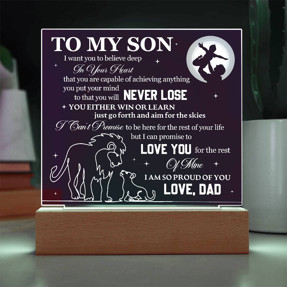 To Son From Dad Never Lose Printed Square Shaped Acrylic Plaque-Express Your Love Gifts