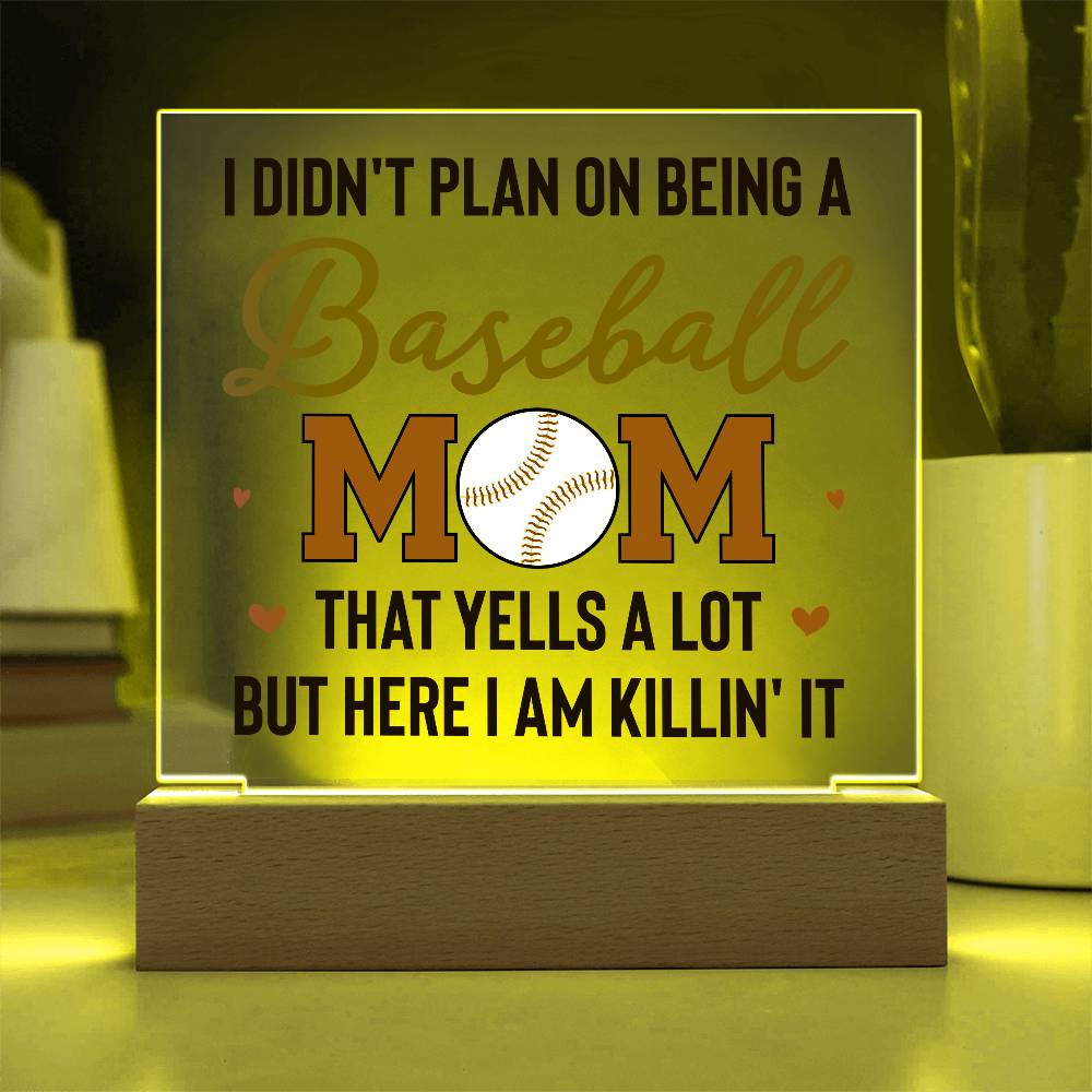 Baseball Mom Yells a Lot Printed Square Shaped Acrylic Plaque-Express Your Love Gifts