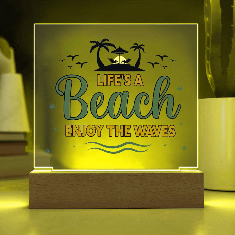 Beach Waves Printed Square Shaped Acrylic Plaque-Express Your Love Gifts