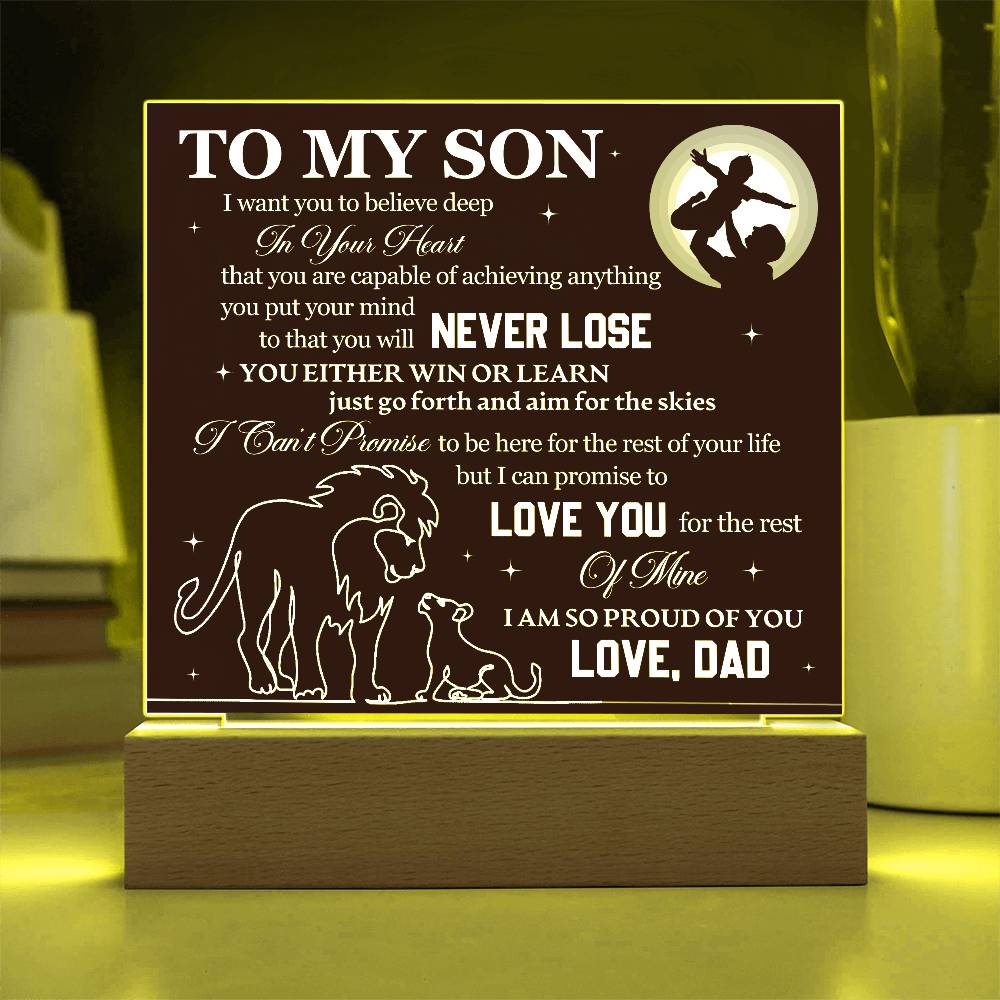 To Son From Dad Never Lose Printed Square Shaped Acrylic Plaque-Express Your Love Gifts