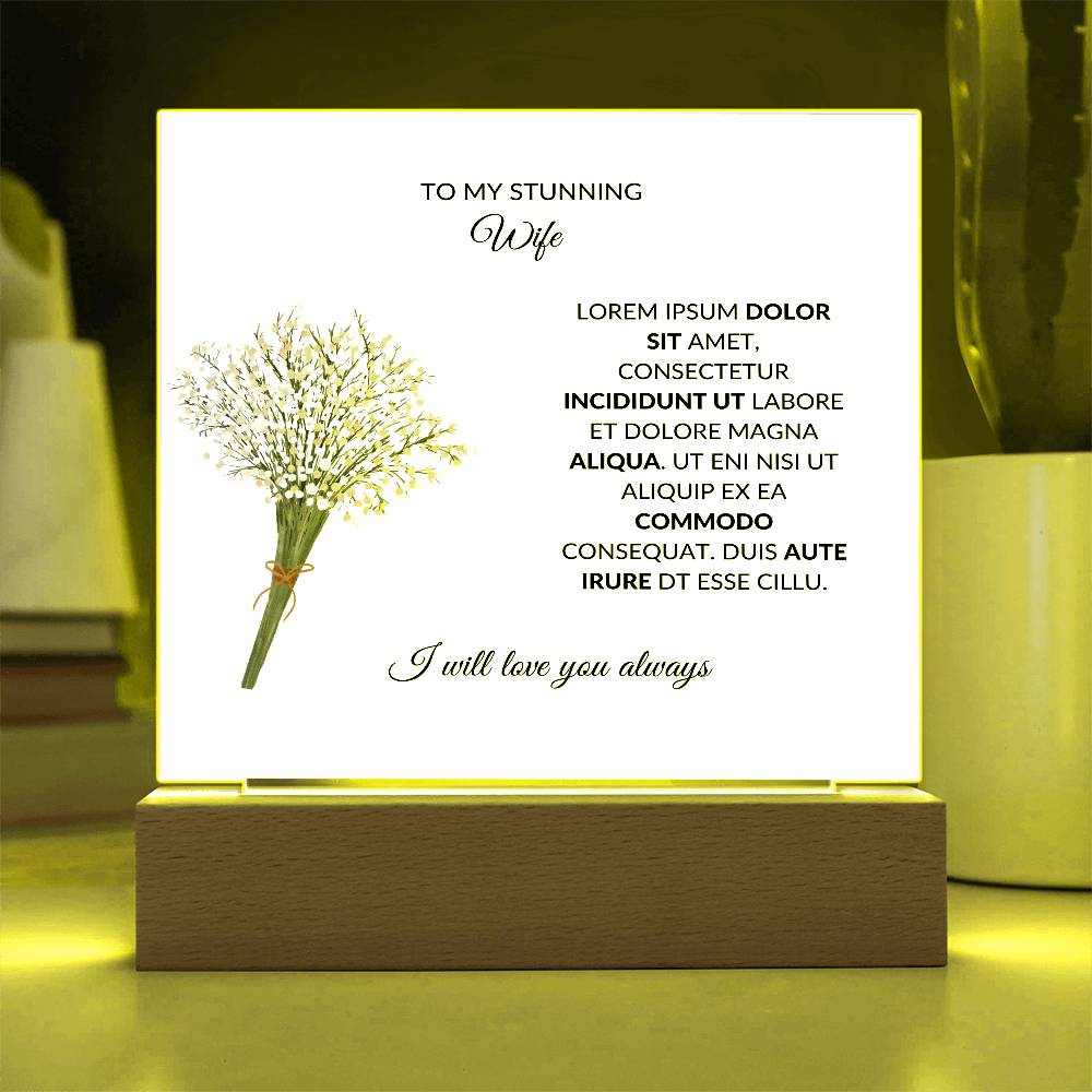 To My Stunning Wife Manga Aliqua Printed Square Shaped Acrylic Plaque-Express Your Love Gifts