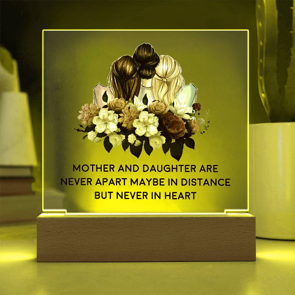 Mother and Daughter Are Never Apart Printed Square Shaped Acrylic Plaque-Express Your Love Gifts