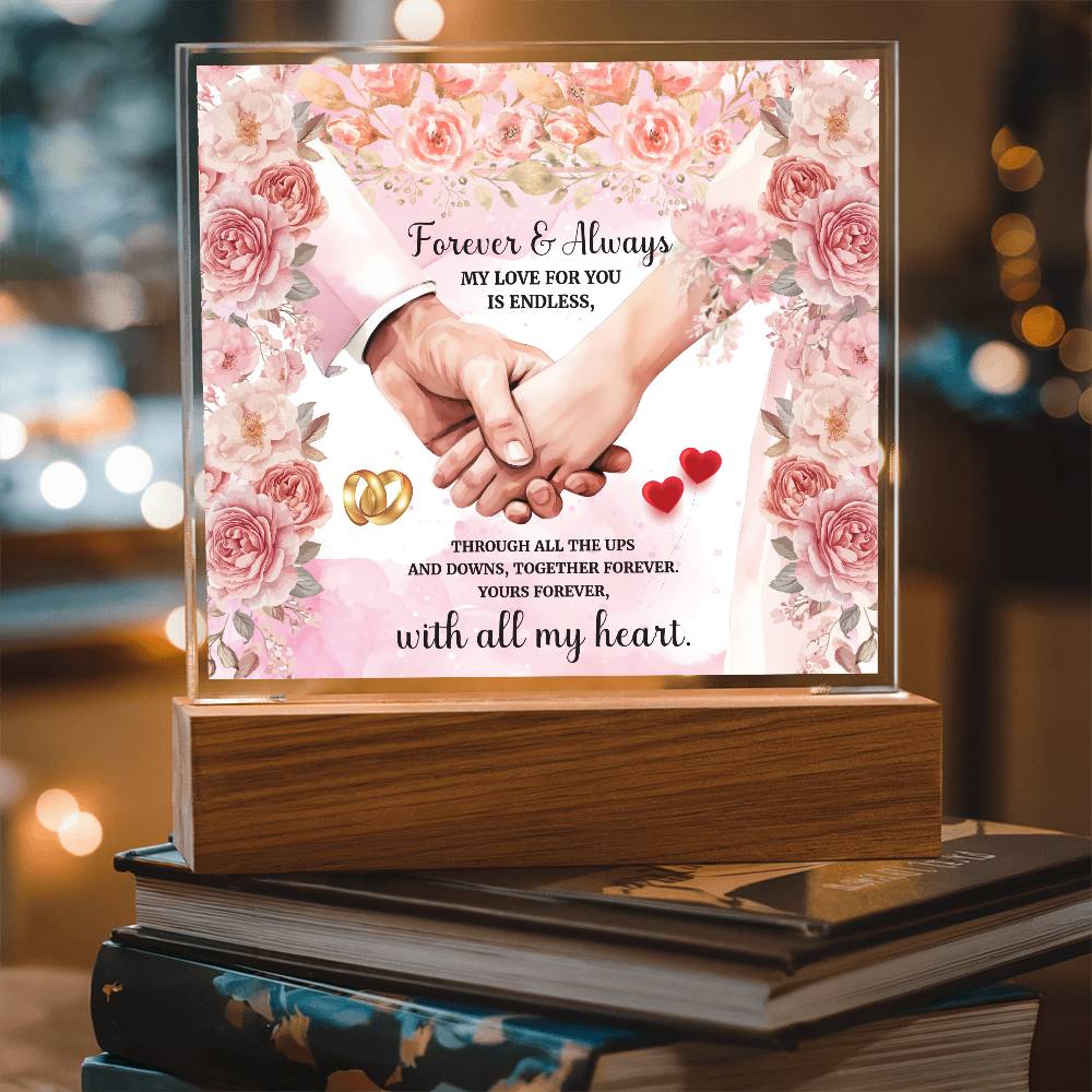 Forever and Always Printed Square Shaped Acrylic Plaque-Express Your Love Gifts