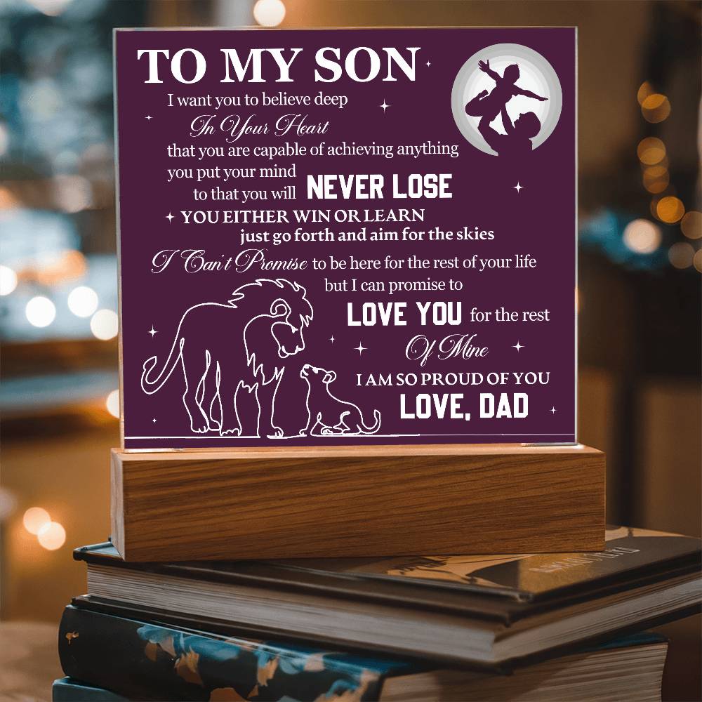 To Son From Dad Never Lose Printed Square Shaped Acrylic Plaque-Express Your Love Gifts