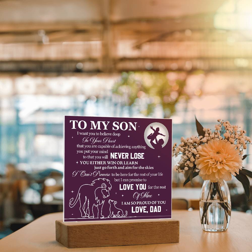 To Son From Dad Never Lose Printed Square Shaped Acrylic Plaque-Express Your Love Gifts