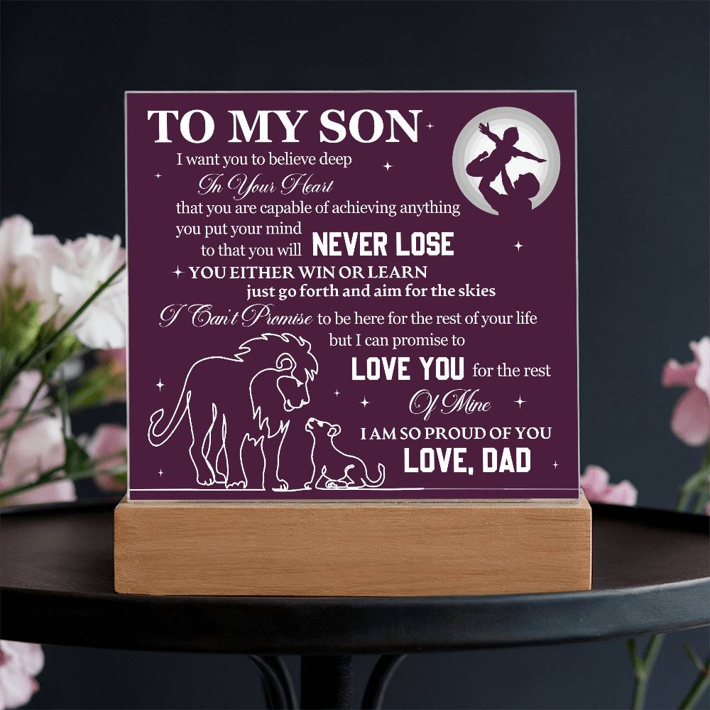 To Son From Dad Never Lose Printed Square Shaped Acrylic Plaque-Express Your Love Gifts