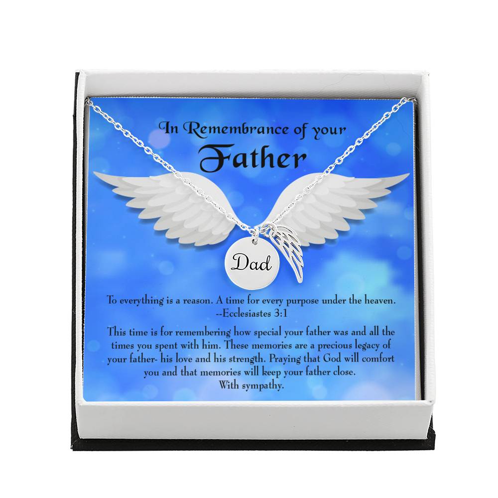 As You Honor Your Father Remembrance Necklace for Dad Angel Wing Charm Stainless Steel or 18k Gold Finish-Express Your Love Gifts