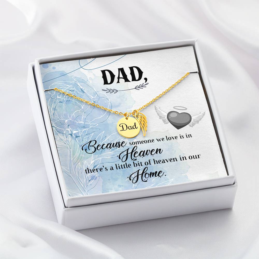 Because Someone We Love Remembrance Necklace for Dad Angel Wing Charm Stainless Steel or 18k Gold Finish-Express Your Love Gifts