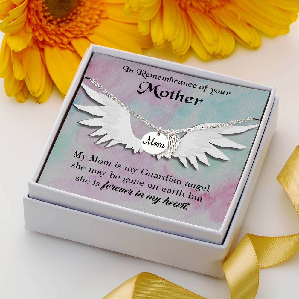 Mommy Guardian Angel Mom Remembrance Necklace Angel Wing Charm, Stainless Steel 18-22'' Chain-Express Your Love Gifts