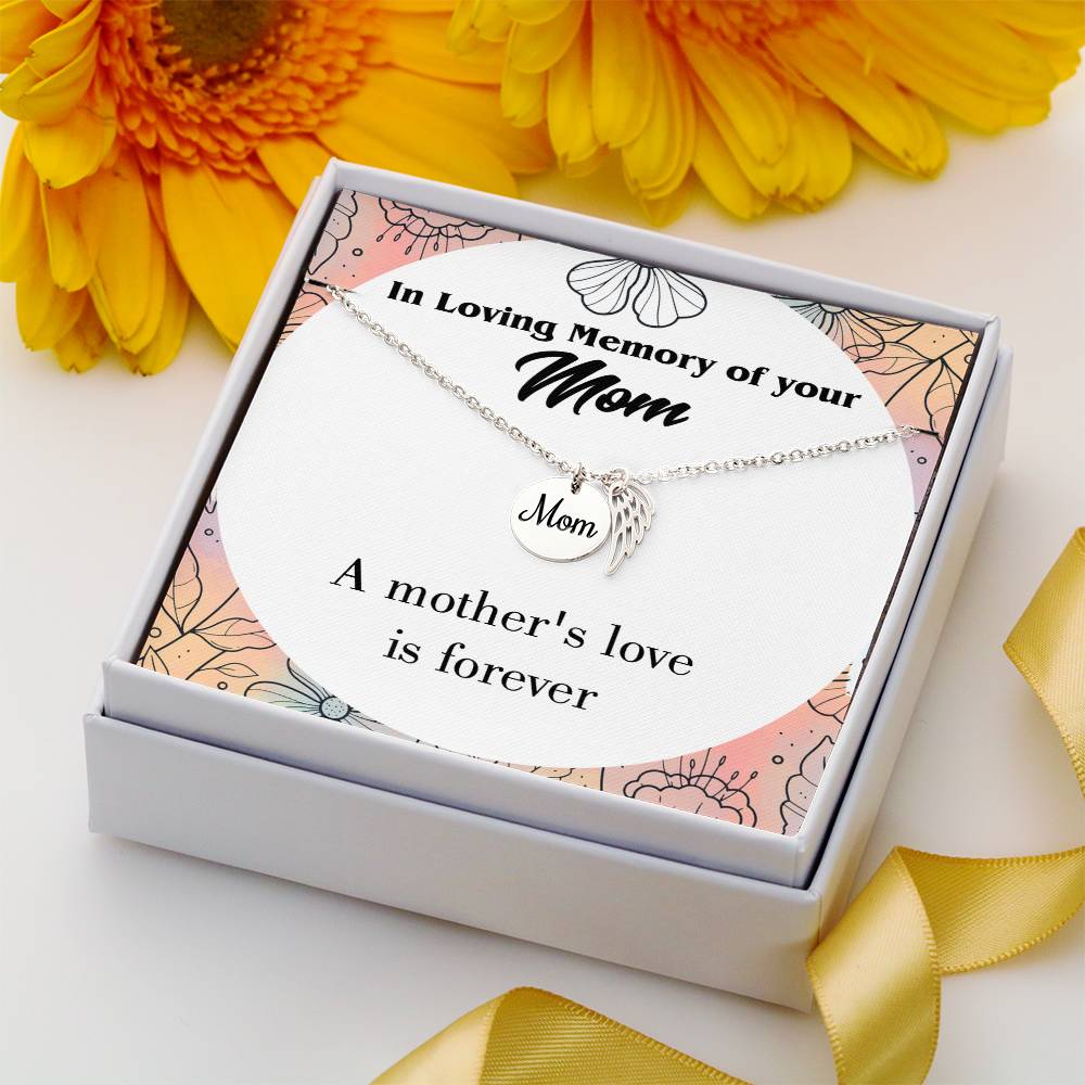 Mother'S Love Is Forever Mom Remembrance Necklace Angel Wing Charm, Stainless Steel 18-22'' Chain-Express Your Love Gifts