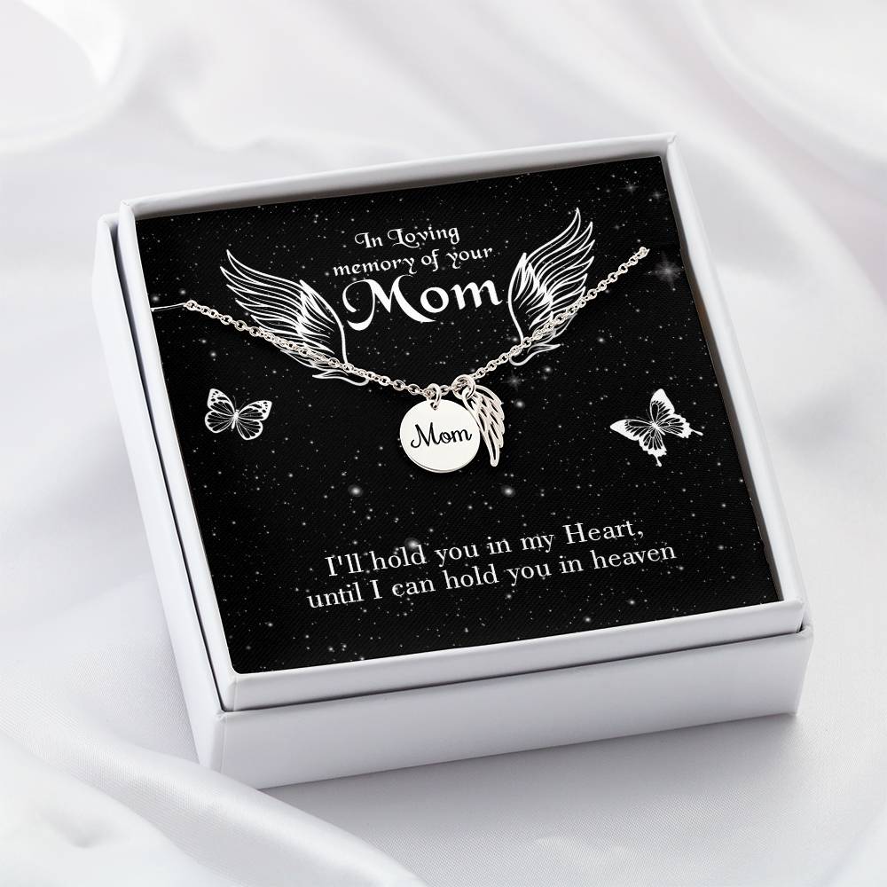 I'Ll Hold You Mom Remembrance Necklace Angel Wing Charm, Stainless Steel 18-22'' Chain-Express Your Love Gifts