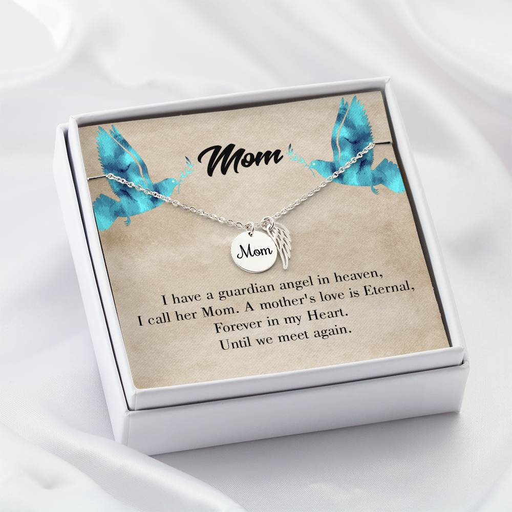 Mother'S Love Is Eternal Mom Remembrance Necklace Angel Wing Charm, Stainless Steel 18-22'' Chain-Express Your Love Gifts