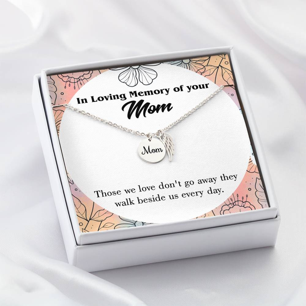 Those We Love Mom Remembrance Necklace Angel Wing Charm, Stainless Steel 18-22'' Chain-Express Your Love Gifts