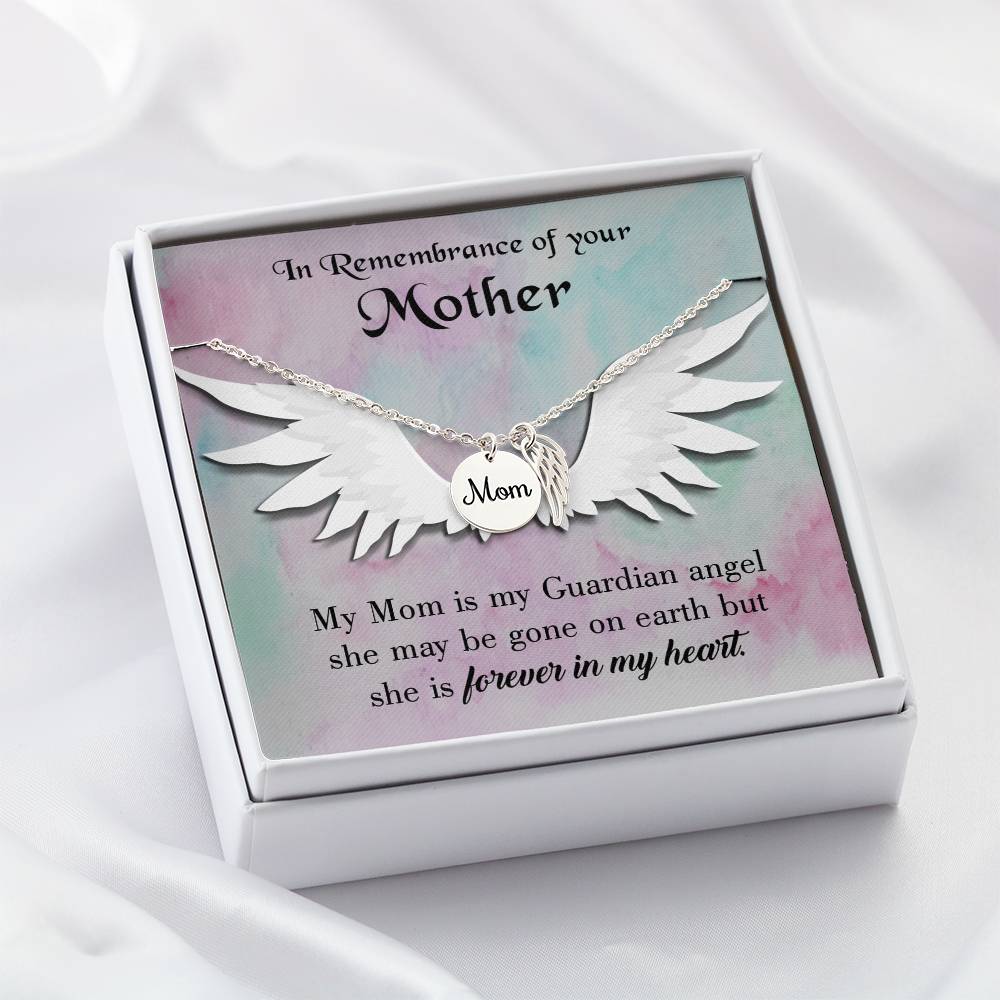 Mommy Guardian Angel Mom Remembrance Necklace Angel Wing Charm, Stainless Steel 18-22'' Chain-Express Your Love Gifts