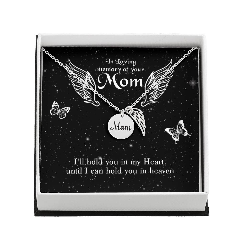 I'Ll Hold You Mom Remembrance Necklace Angel Wing Charm, Stainless Steel 18-22'' Chain-Express Your Love Gifts