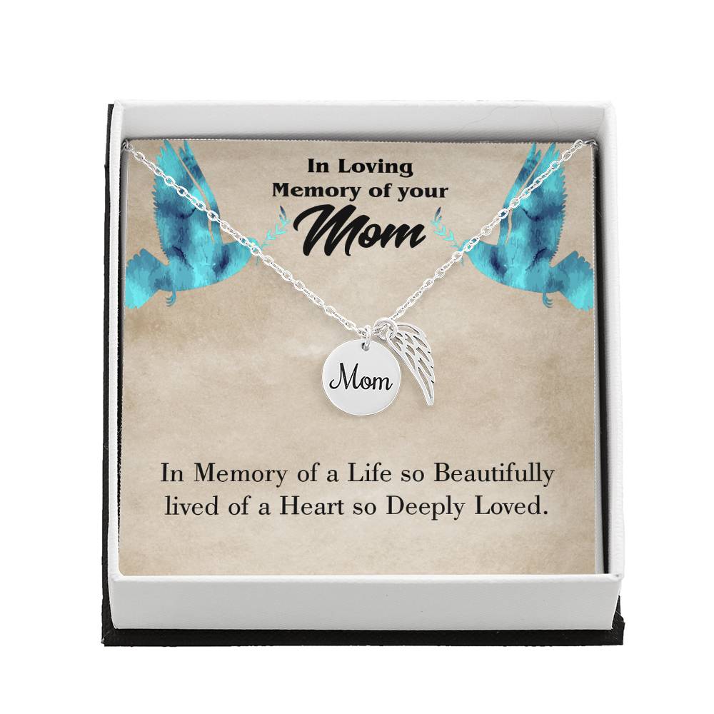 Life&#39;S Beautifully Lived Mom Remembrance Necklace Angel Wing Charm, Stainless Steel 18-22&#39;&#39; Chain-Express Your Love Gifts