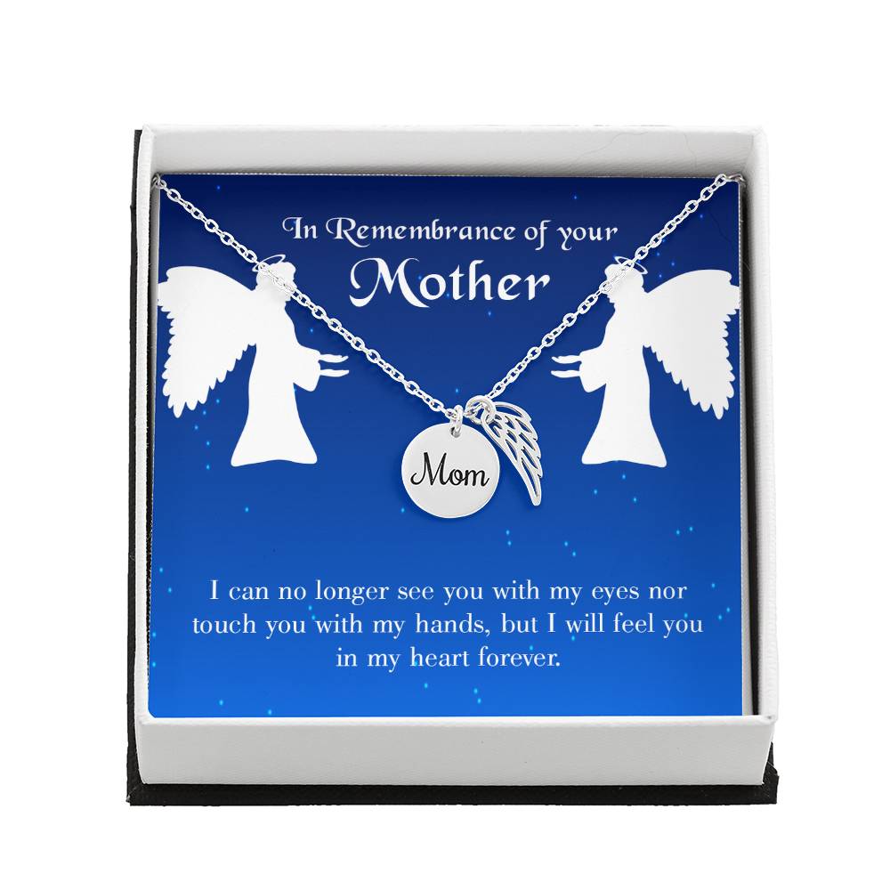 In My Heart Forever Mom Remembrance Necklace Angel Wing Charm, Stainless Steel 18-22&#39;&#39; Chain-Express Your Love Gifts