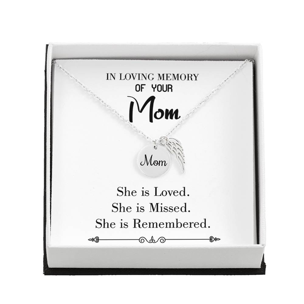 You Are Loved White Mom Remembrance Necklace Angel Wing Charm, Stainless Steel 18-22&#39;&#39; Chain-Express Your Love Gifts