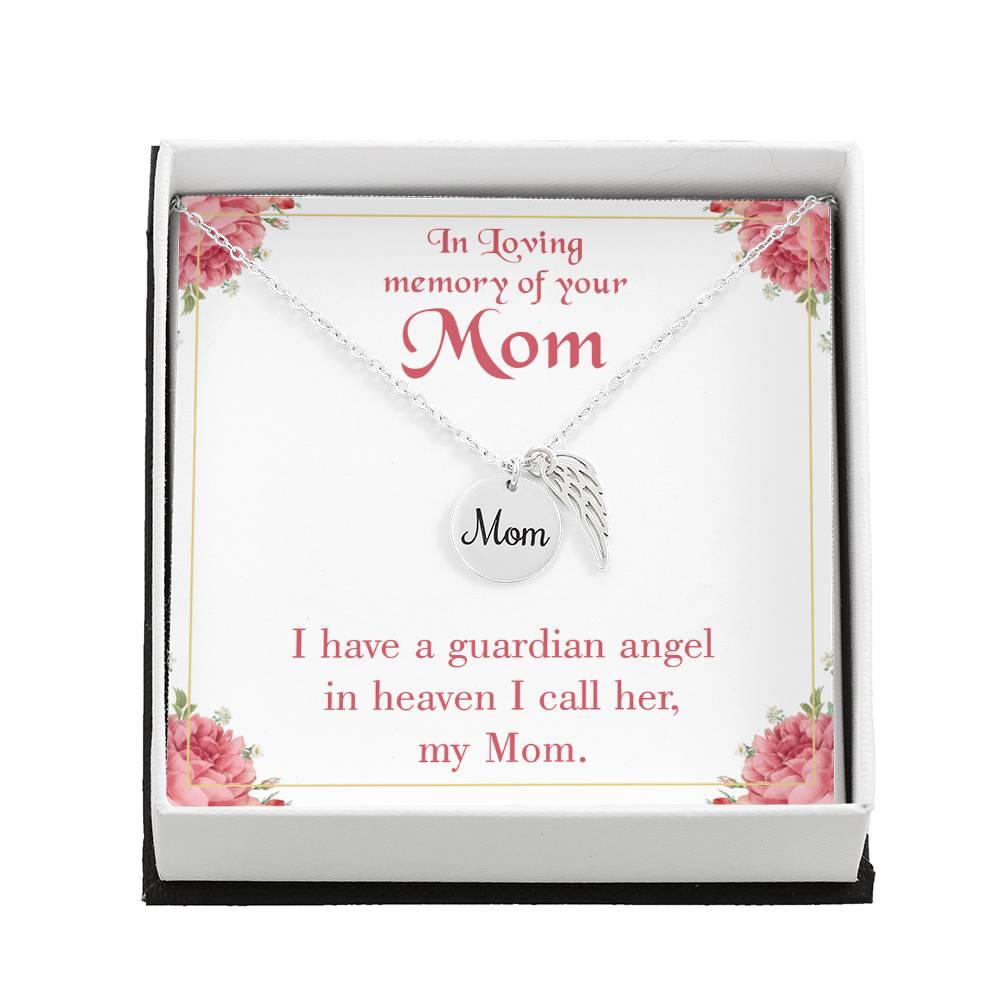 Guardian Angel Mom Mom Remembrance Necklace Angel Wing Charm, Stainless Steel 18-22&#39;&#39; Chain-Express Your Love Gifts