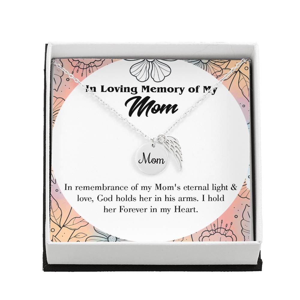 Eternal Light And Love Mom Remembrance Necklace Angel Wing Charm, Stainless Steel 18-22'' Chain-Express Your Love Gifts