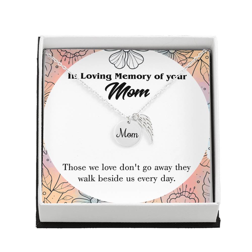 Those We Love Mom Remembrance Necklace Angel Wing Charm, Stainless Steel 18-22&#39;&#39; Chain-Express Your Love Gifts