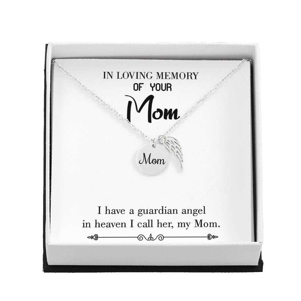 Guardian Angel Mom White Mom Remembrance Necklace Angel Wing Charm, Stainless Steel 18-22&#39;&#39; Chain-Express Your Love Gifts