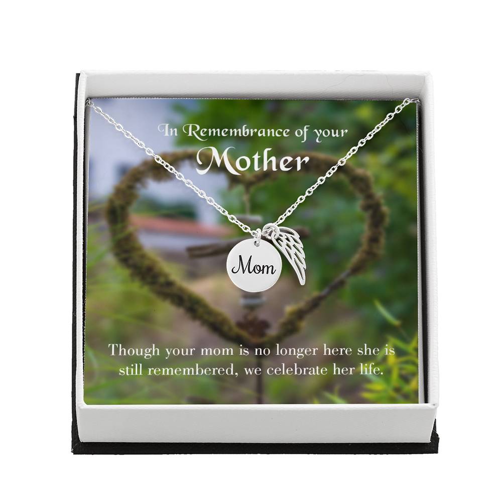 Mom No Longer Here Mom Remembrance Necklace Angel Wing Charm, Stainless Steel 18-22&#39;&#39; Chain-Express Your Love Gifts