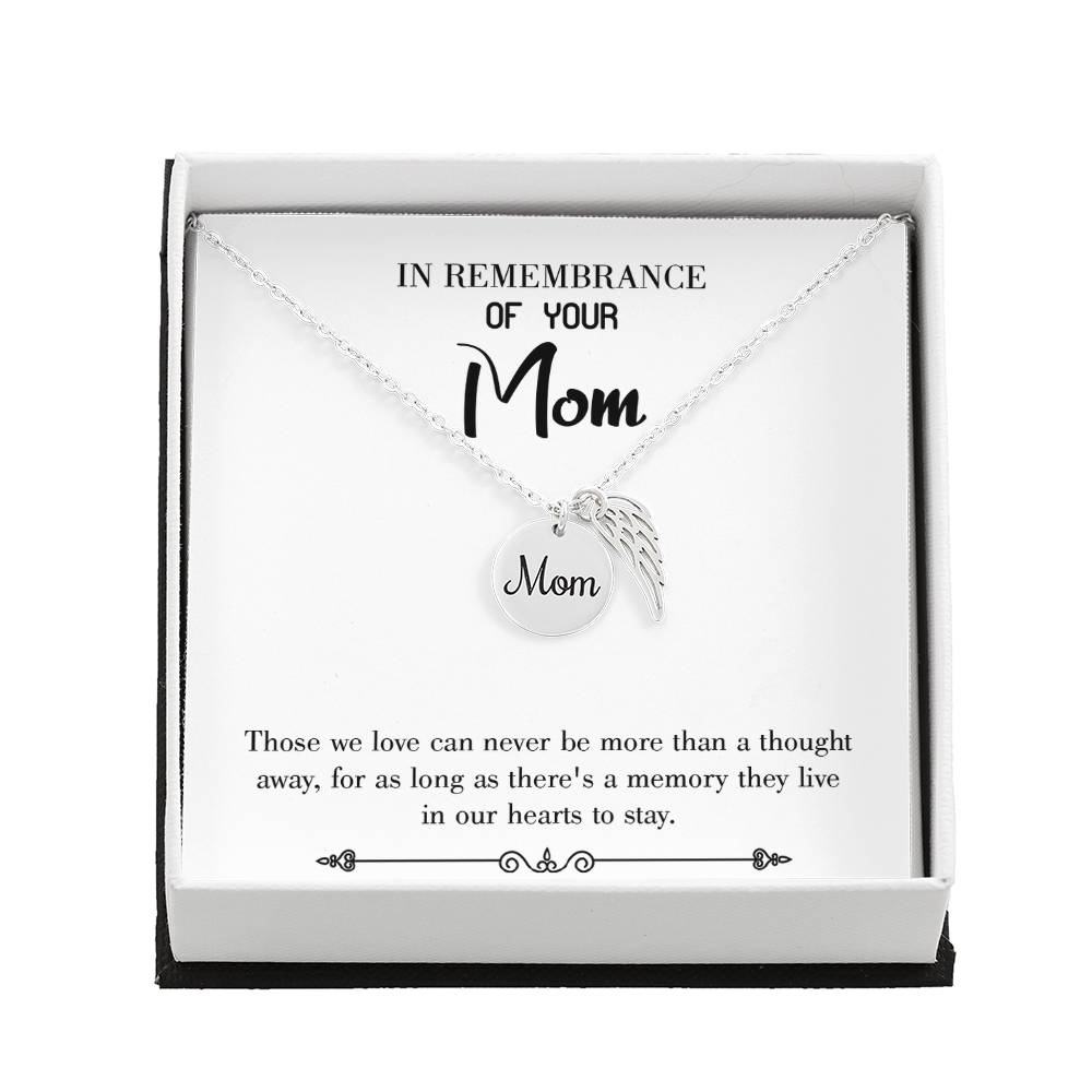 Life A Blessing White Mom Remembrance Necklace Angel Wing Charm, Stainless Steel 18-22&#39;&#39; Chain-Express Your Love Gifts