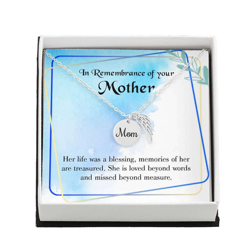 Mom&#39;S Life Is A Blessing Mom Remembrance Necklace Angel Wing Charm, Stainless Steel 18-22&#39;&#39; Chain-Express Your Love Gifts