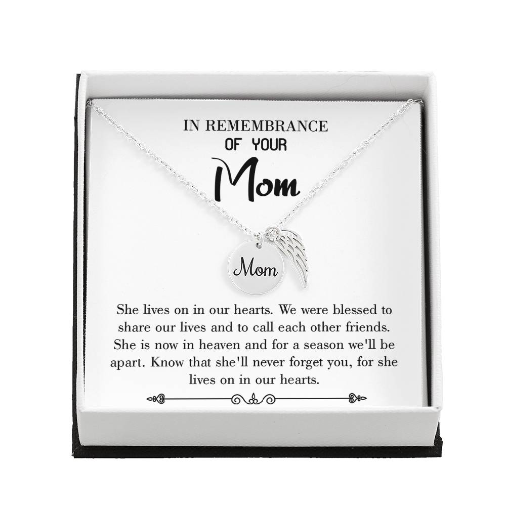 Shared Life'S Joy White Mom Remembrance Necklace Angel Wing Charm, Stainless Steel 18-22'' Chain-Express Your Love Gifts