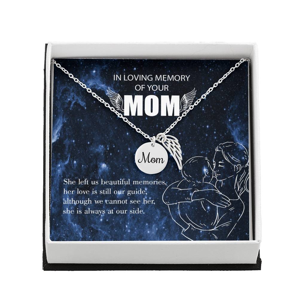 Mom'S Love Our Guide Mom Remembrance Necklace Angel Wing Charm, Stainless Steel 18-22'' Chain-Express Your Love Gifts