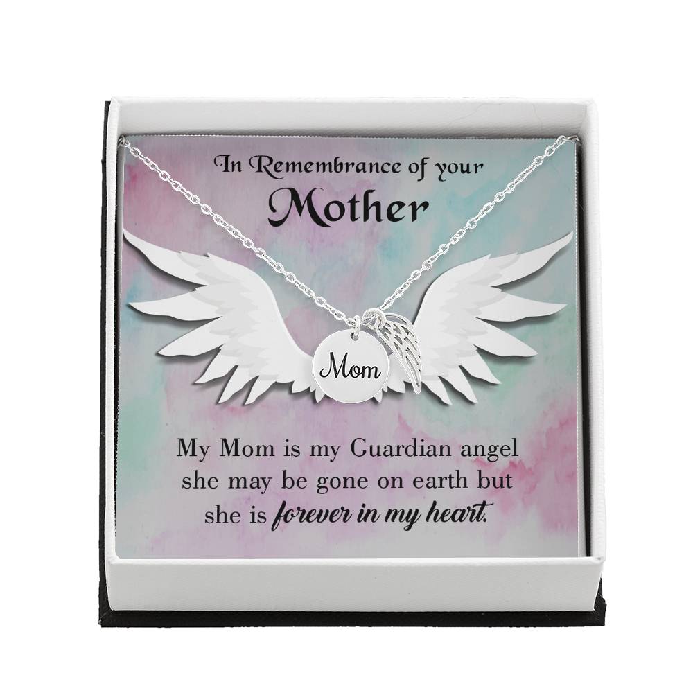 Mommy Guardian Angel Mom Remembrance Necklace Angel Wing Charm, Stainless Steel 18-22&#39;&#39; Chain-Express Your Love Gifts