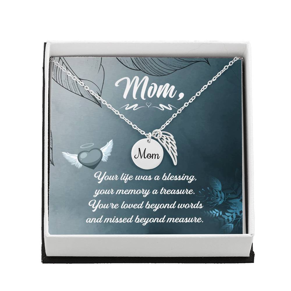 Your Life Was A Mom Remembrance Necklace Angel Wing Charm, Stainless Steel 18-22&#39;&#39; Chain-Express Your Love Gifts