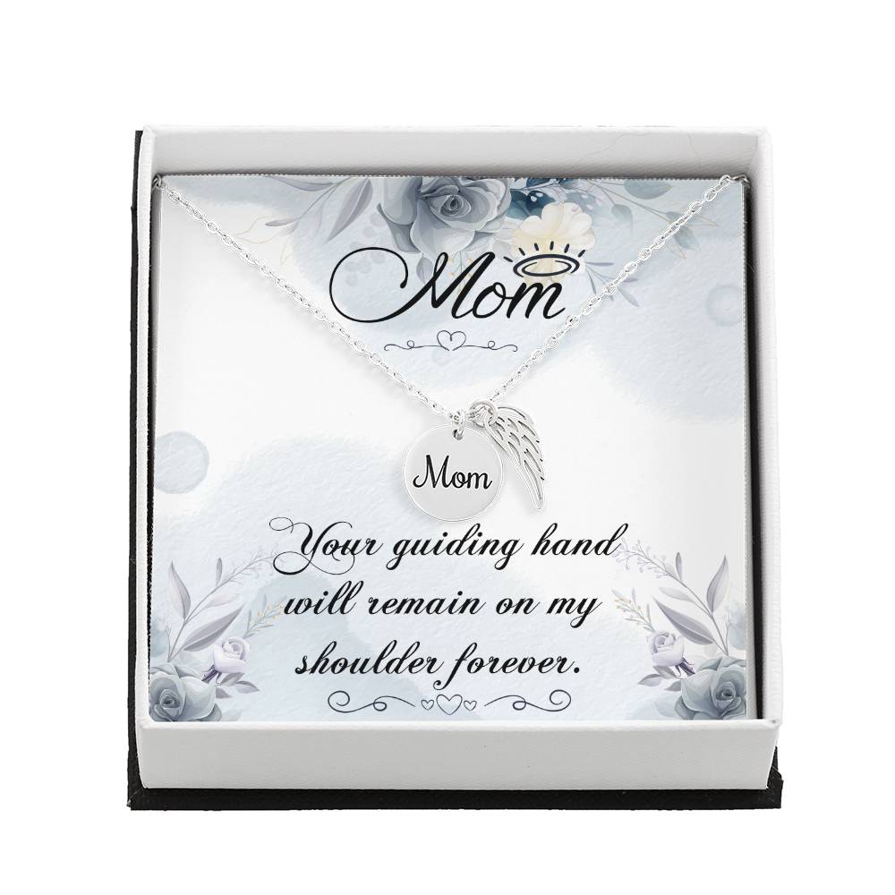 Your Guiding Hand Mom Remembrance Necklace Angel Wing Charm, Stainless Steel 18-22&#39;&#39; Chain-Express Your Love Gifts