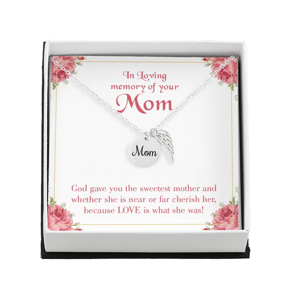 God Gave Mother Mom Remembrance Necklace Angel Wing Charm, Stainless Steel 18-22&#39;&#39; Chain-Express Your Love Gifts