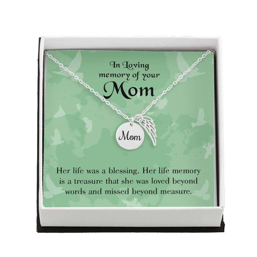 Mom&#39;S Life A Blessing Mom Remembrance Necklace Angel Wing Charm, Stainless Steel 18-22&#39;&#39; Chain-Express Your Love Gifts