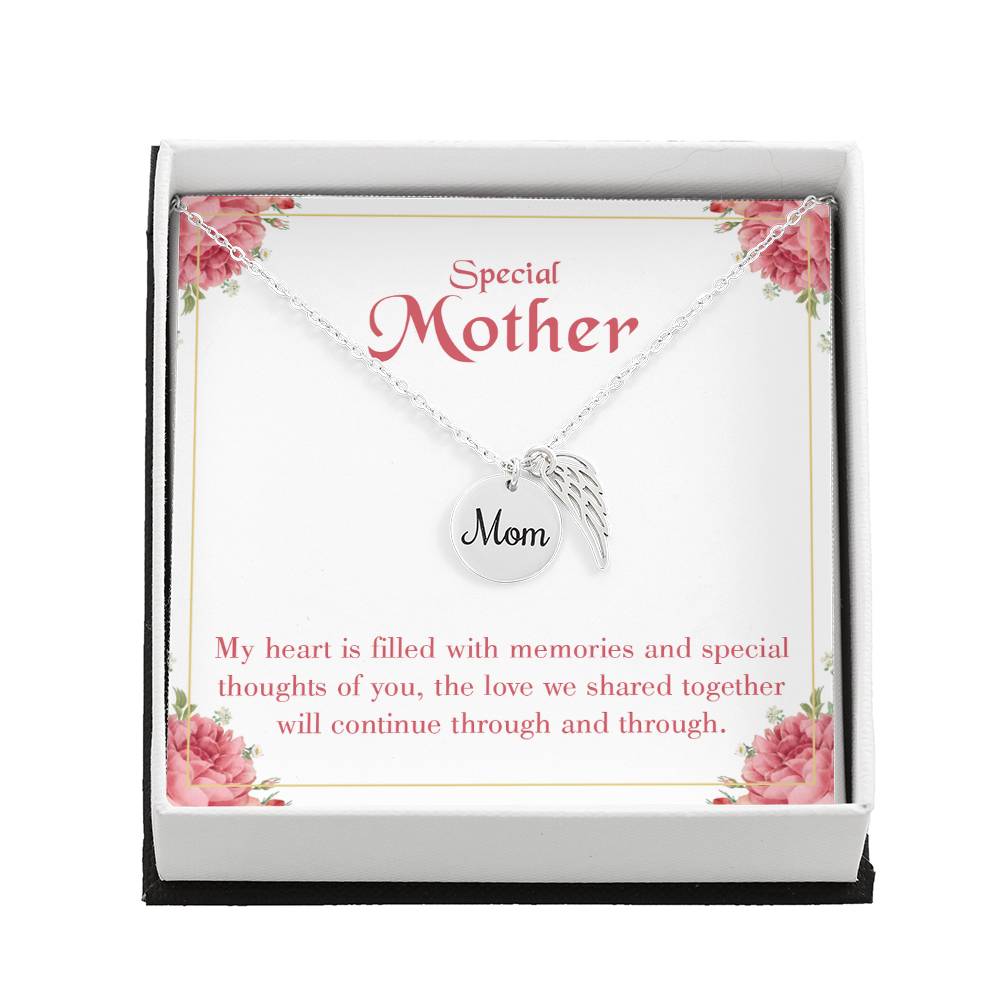 Special Mother Mom Remembrance Necklace Angel Wing Charm, Stainless Steel 18-22&#39;&#39; Chain-Express Your Love Gifts